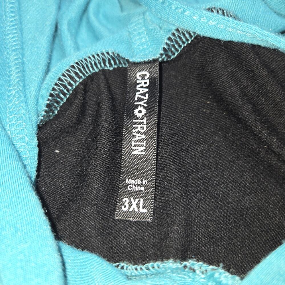 Crazy Train Women's 3XL Hoodie Black Teal Floral Paisley Raglan Western Boho - Picture 2 of 9